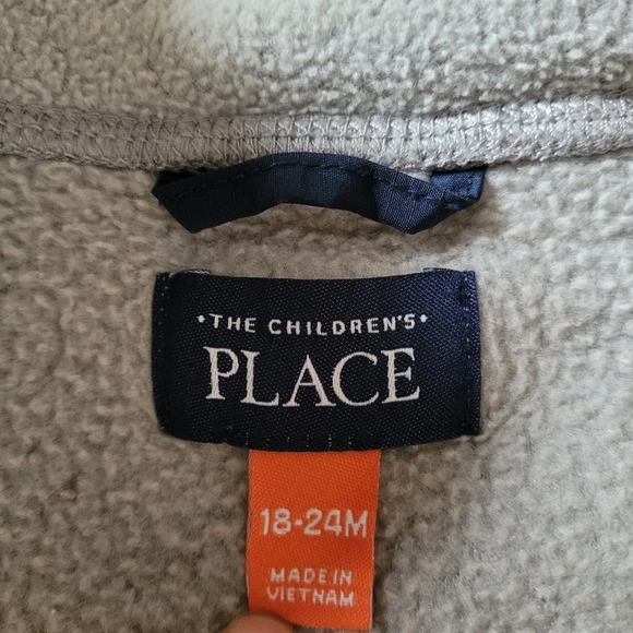 The Children’s Place Gray Fleece Zip Up Hooded Jacket Size 18-24 Months - Picture 6 of 7